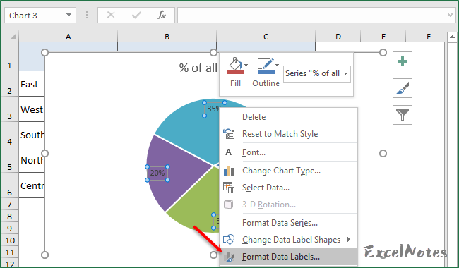 How To Make Pie Chart With Labels Both Inside And Outside Excelnotes 2382