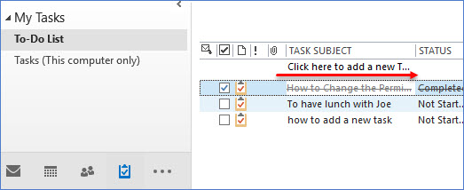 how to add a task in outlook from another inbox