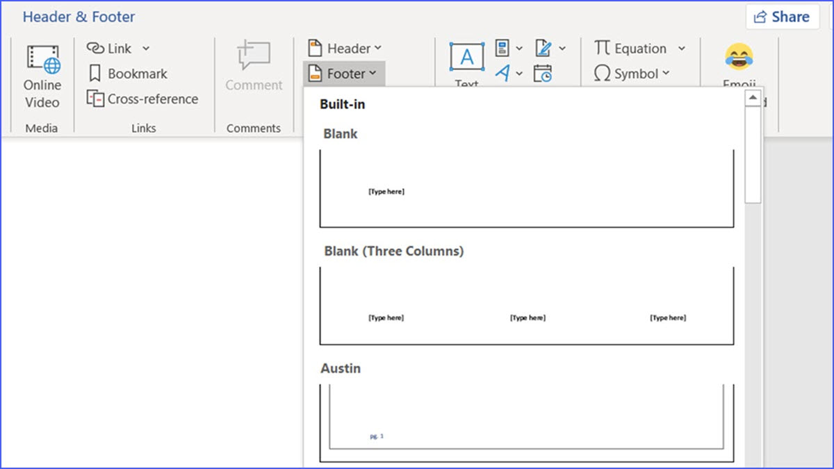 how to have different headers in word