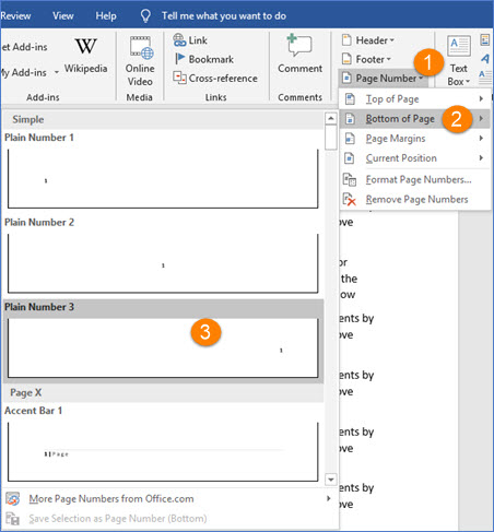 how do i number pages in word