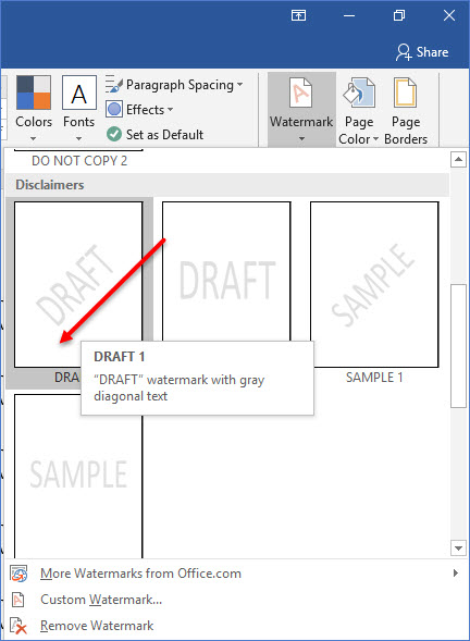 how to show header only on first page in word