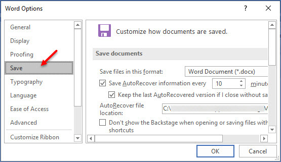 how to turn on autosave in word 2000