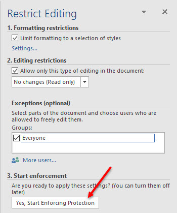 How To Restrict Word File From Editing - ExcelNotes