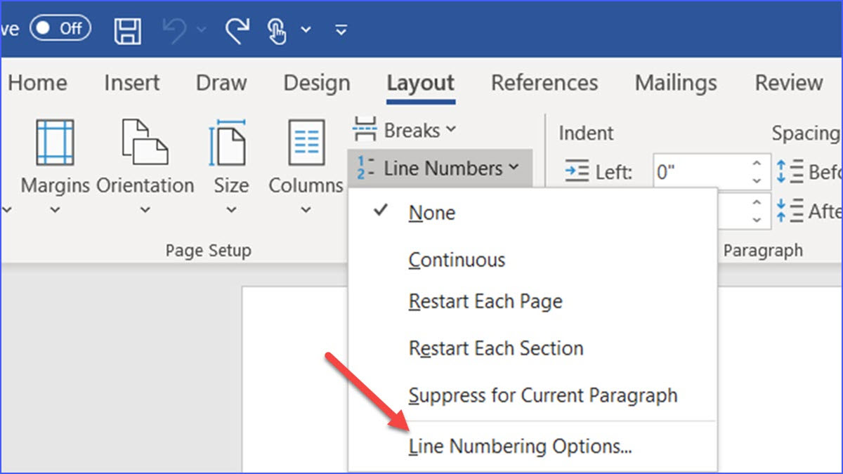 how do you insert line numbers in word