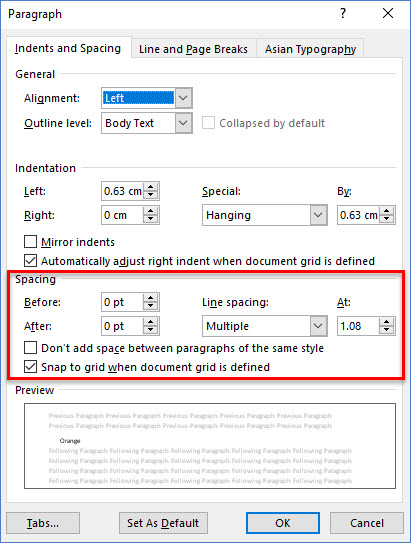 how to change the spacing between lines in word