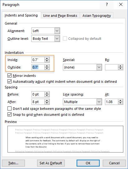 How to Increase Indent from Two Sides in Word - ExcelNotes