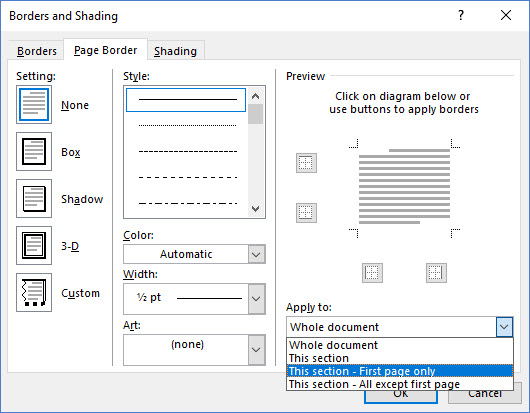 How to Add Border to First Page only in Word - ExcelNotes