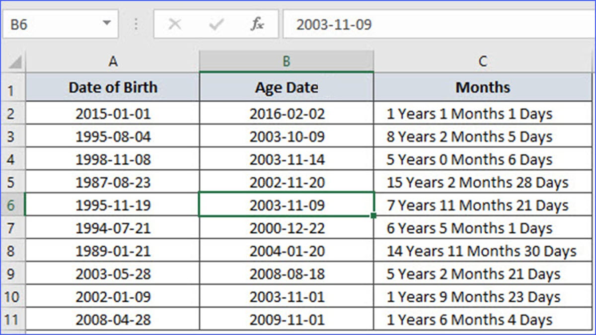 How to Calculate the Years, Months and Days Between Two Dates ExcelNotes
