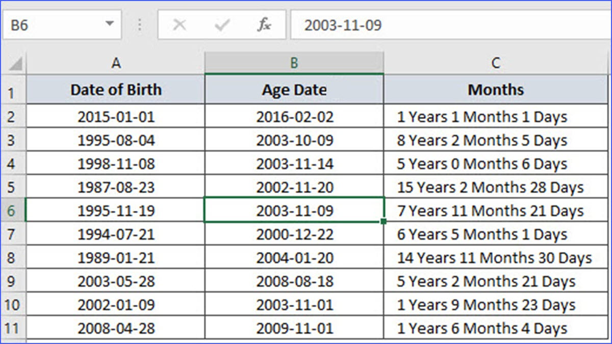 How To Calculate The Years Months And Days Between Two Dates ExcelNotes