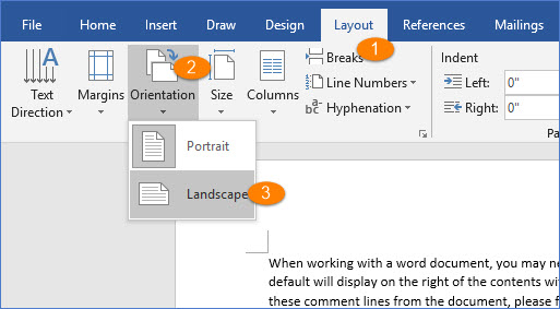 how can i change orientation of one page in word