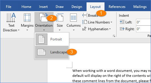 how to make one page in word landscape