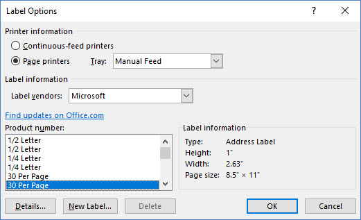 how to print address labels in word 2019