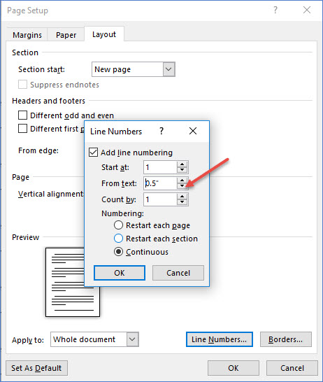 how do i number lines in a word document