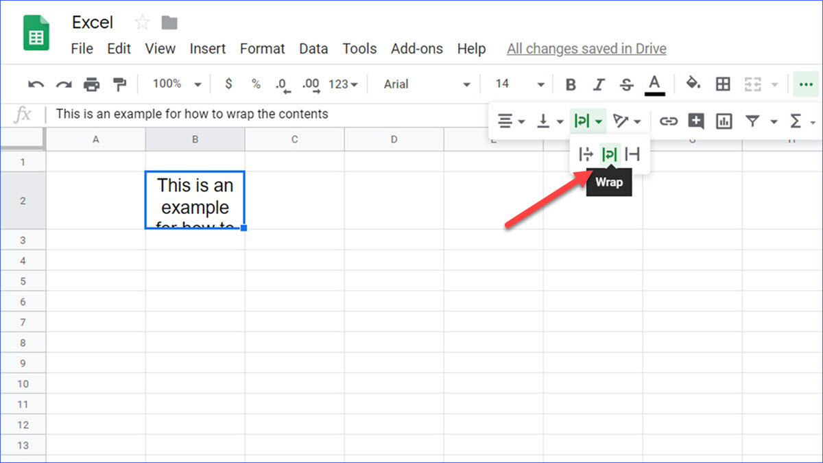 Wrapping text in Google Sheets on an Android device