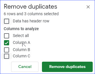 find duplicates in googel docs