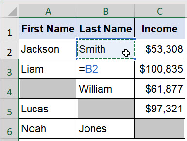 How to Fill Blank Cells with the Value in the Cell Above - ExcelNotes