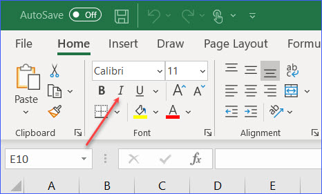How to Italicize the Selected Contents - ExcelNotes