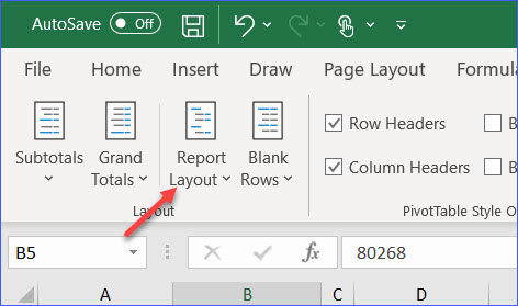 tabular pivot table in excel