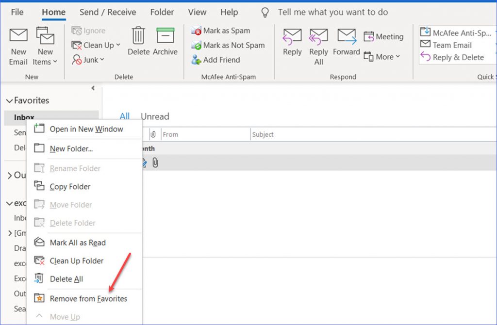 How to Remove Folders from Favorites in Outlook ExcelNotes