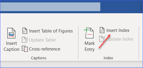 how to create an index in word