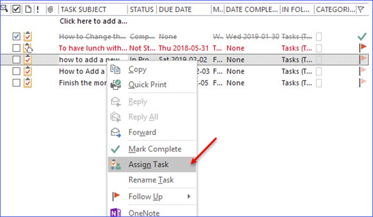 assign tasks to others in outlook