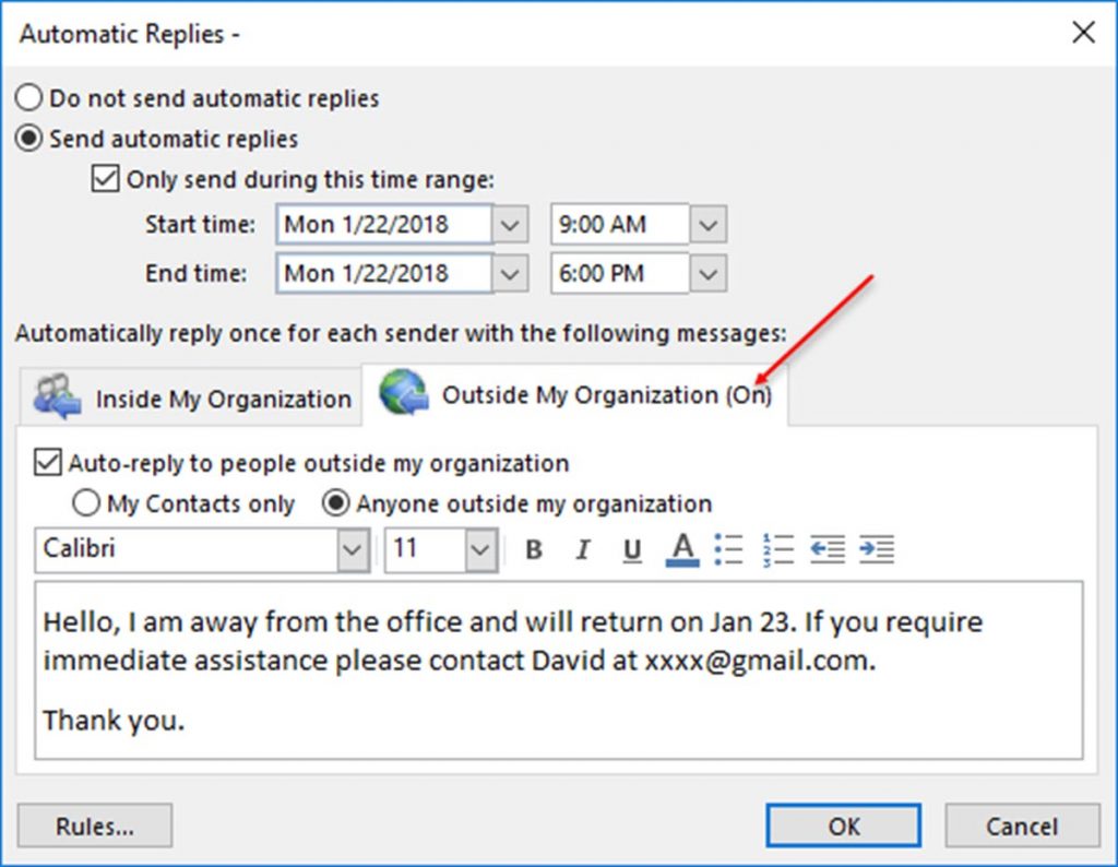 Outlook automatic reply resourceslopez