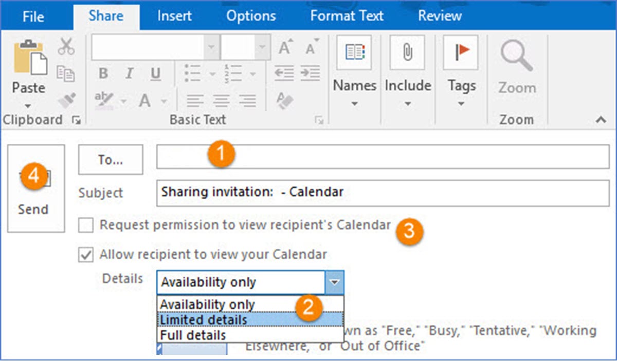 How to Send Calendar Permission to Other People in Outlook ExcelNotes