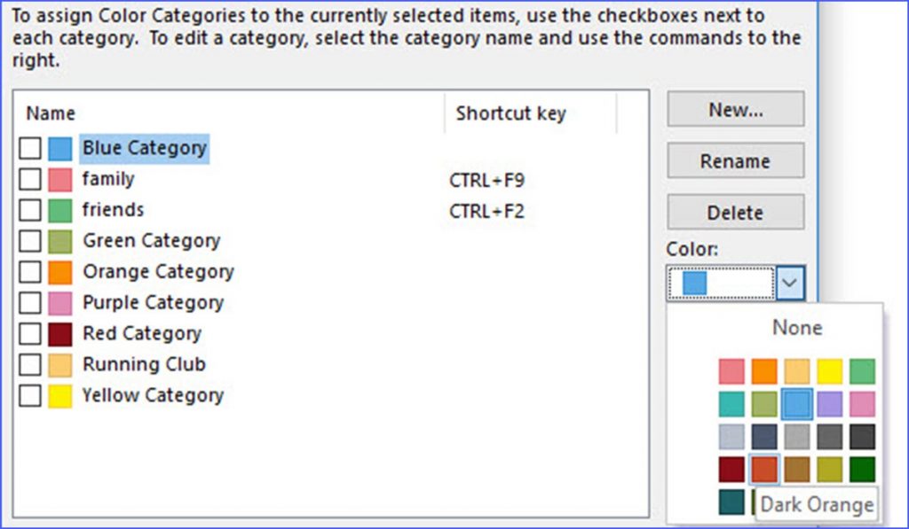 how to categorize emails in outlook by color