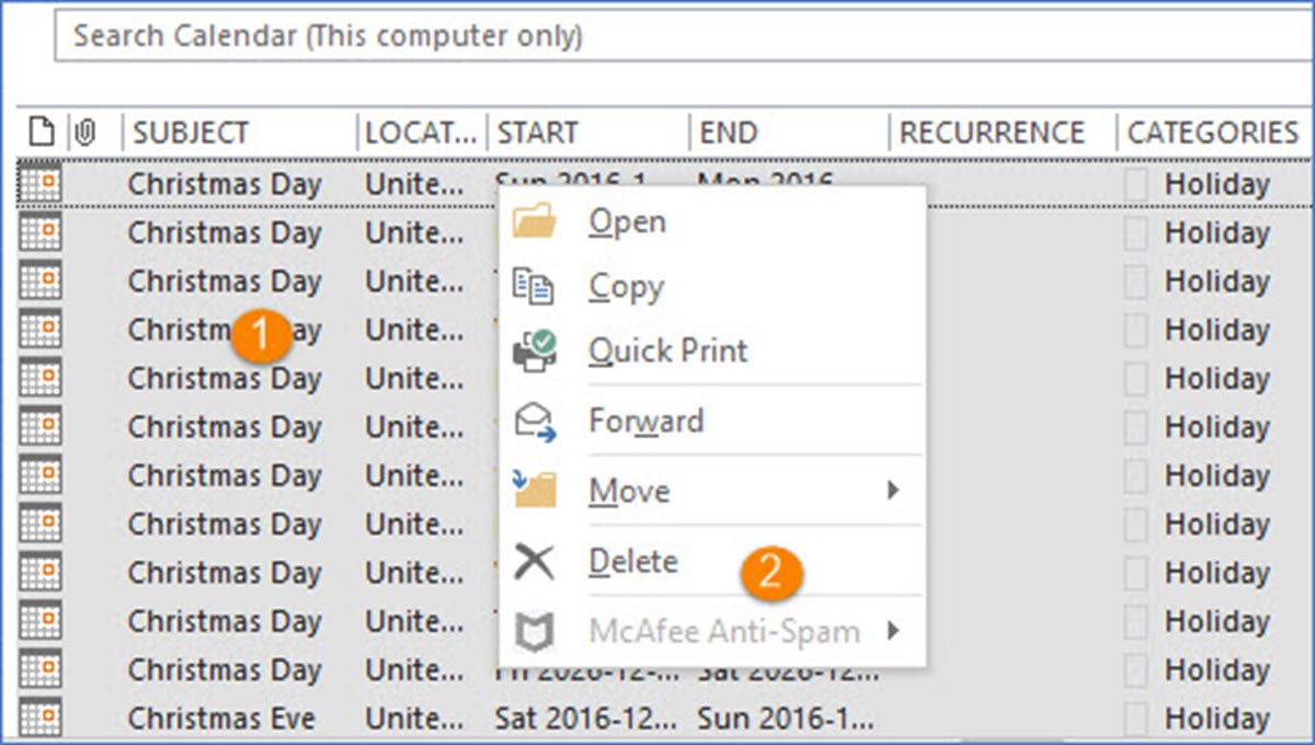 How to Delete Holidays from Outlook Calendar ExcelNotes