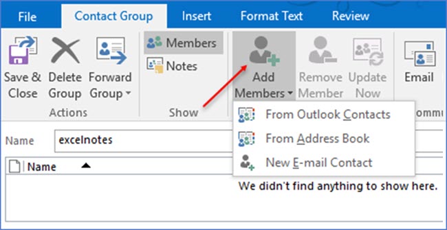 create outlook email distribution list