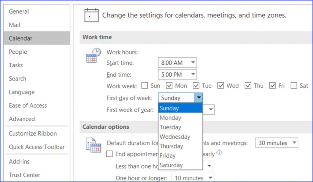 How to Change the First Day of the Week in Outlook Calendar ExcelNotes