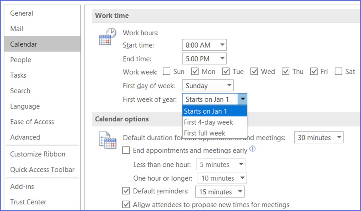 how-to-change-the-first-week-in-outlook-calendar-excelnotes