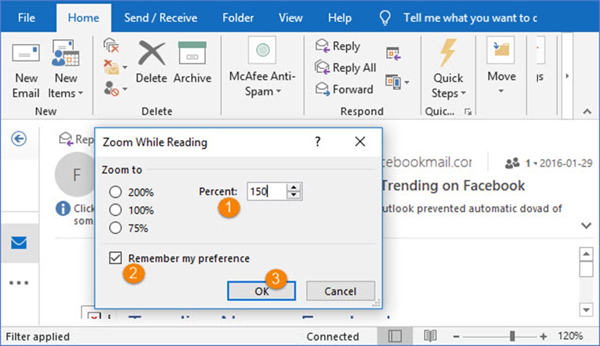 How to Increase Font Size While Reading Email in Outlook ExcelNotes