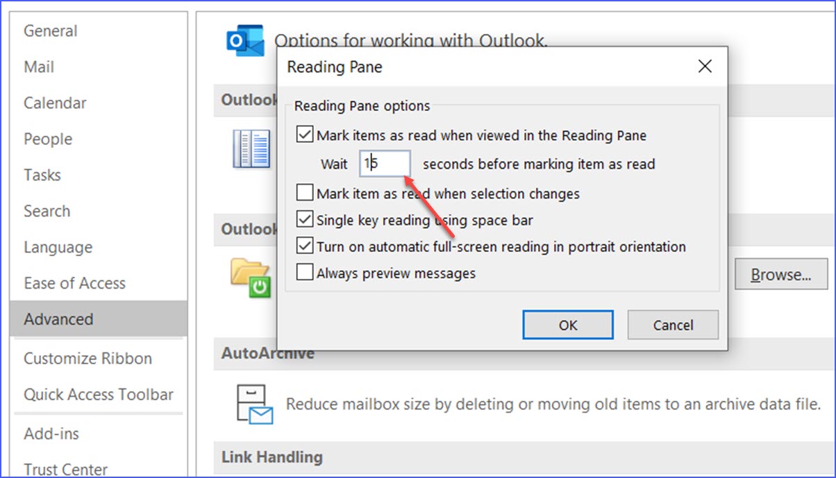 outlook for mac marking messages as read