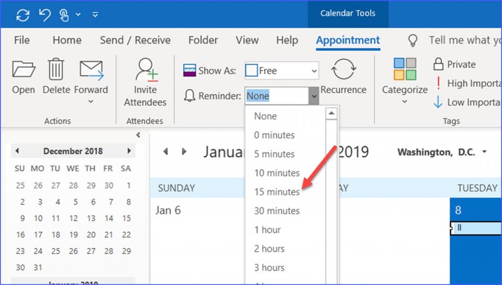 How to Change the Reminder Time for an Appointment in Outlook ExcelNotes