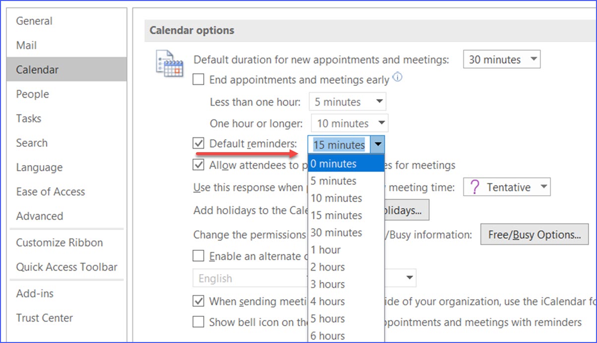 How to Change Reminders Time in Outlook Calendar ExcelNotes
