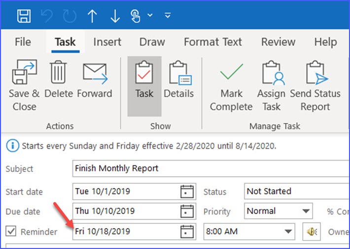 How to Set Reminders on Tasks with Due Dates in Outlook ExcelNotes
