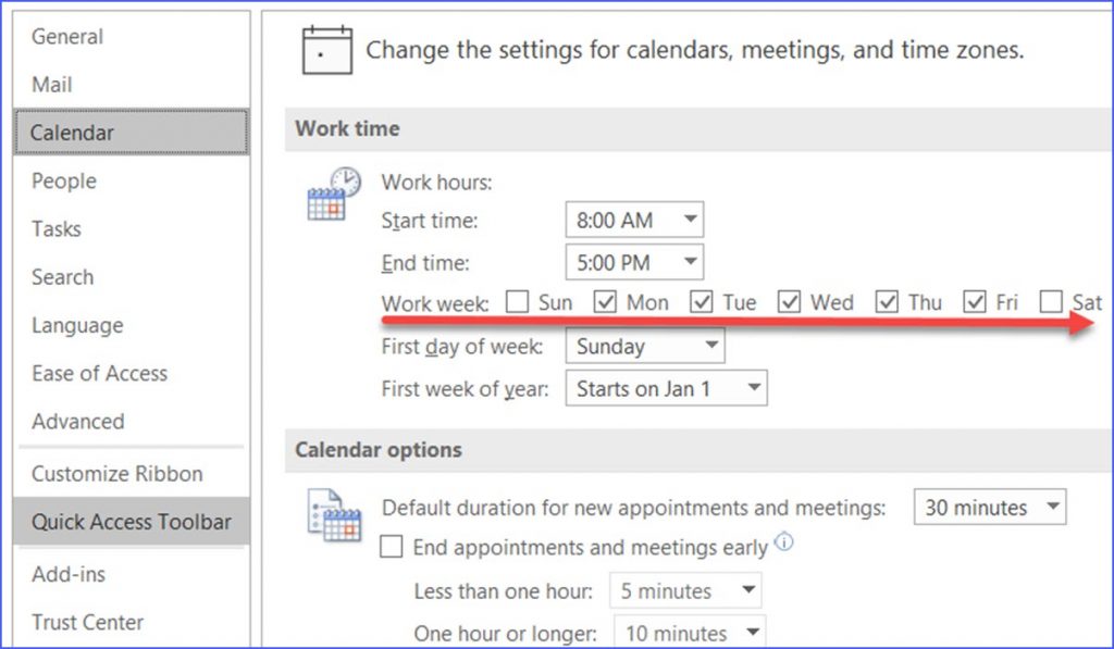 How To Change Working Days In Outlook Calendar ExcelNotes