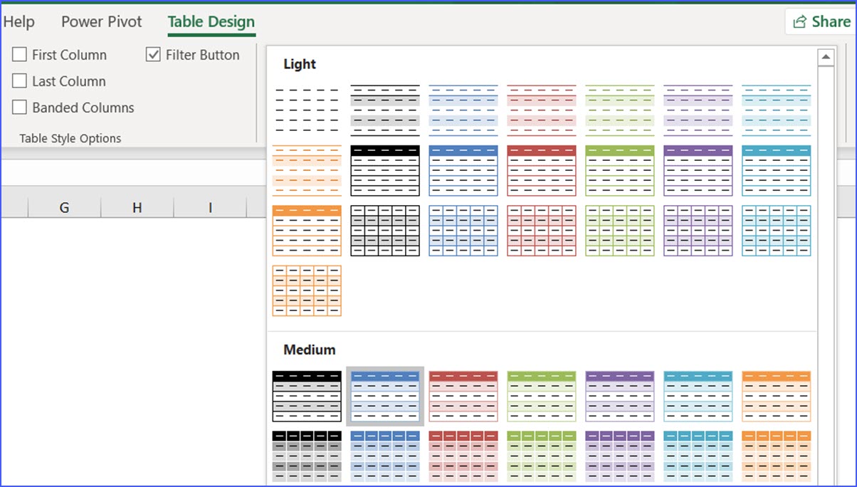 How to Change the Table Style ExcelNotes