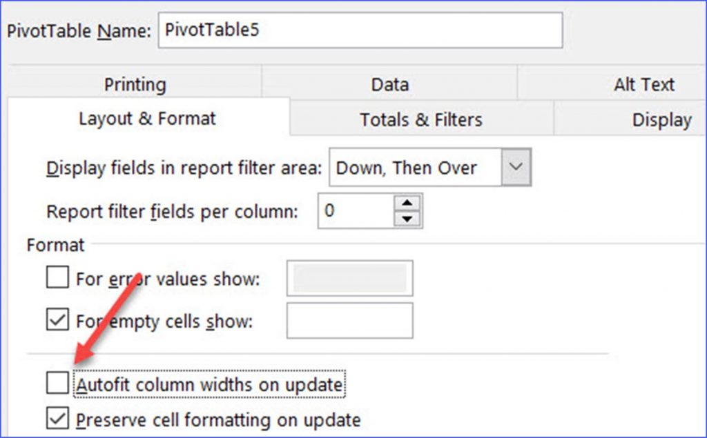 How To Fix The Column Width In Pivot Table When Updating Excelnotes