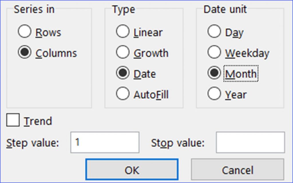 How to Fill Cells Down by Month ExcelNotes