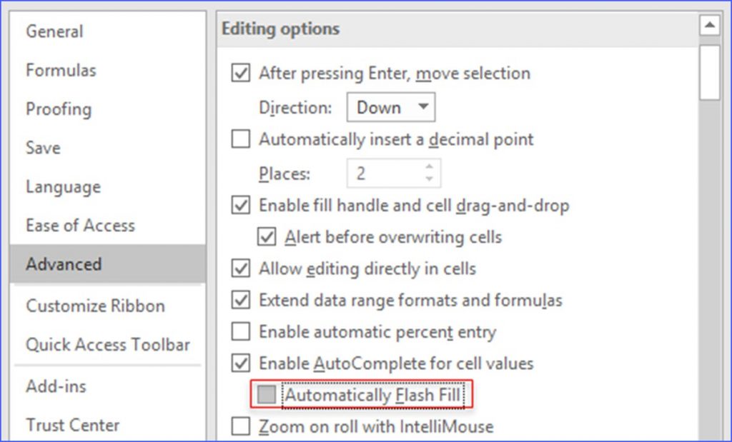 How to Disable Automatically Flash Fill - ExcelNotes