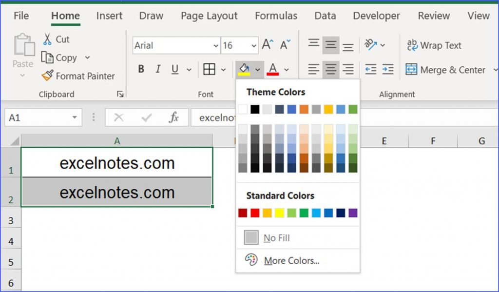 How to Change Cell Background Color - ExcelNotes