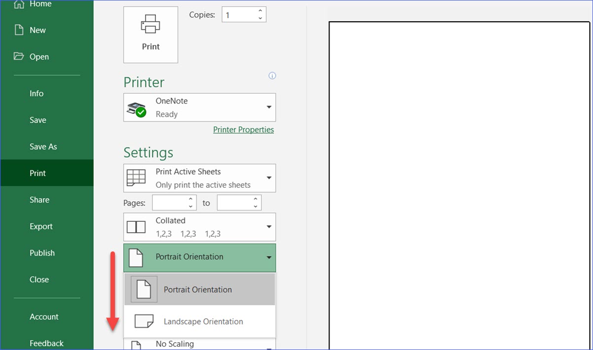 How to Set Print Orientation - ExcelNotes