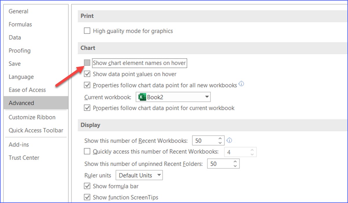 How to Hide Chart Element Names when Hover - ExcelNotes