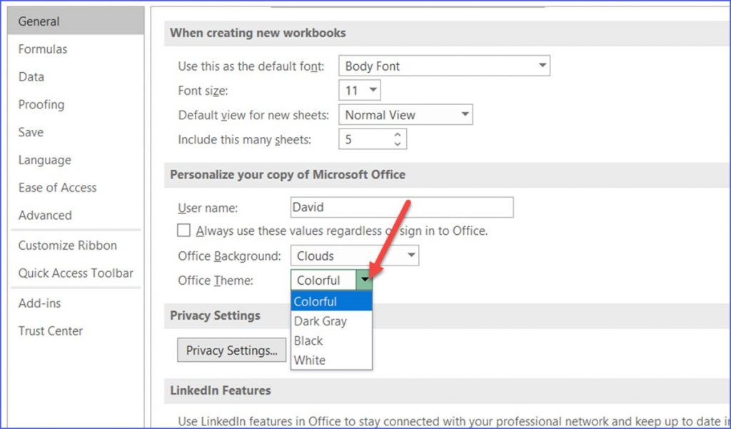 How to Change Excel Color Scheme - ExcelNotes