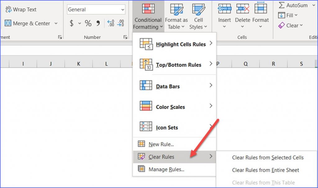 clear all formatting excel doc