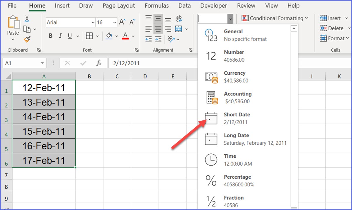 how to format date cells in excel