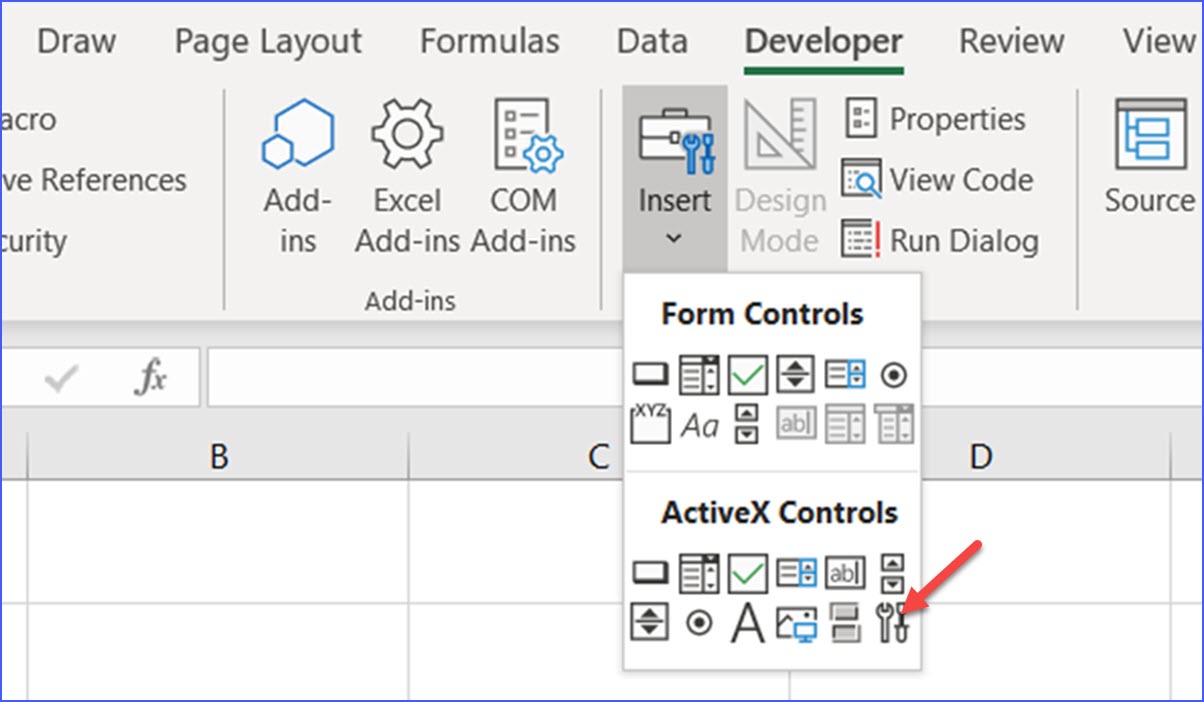 insert drop down calendar in excel