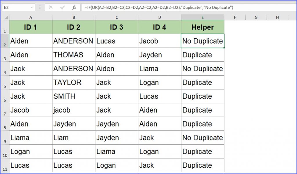 excel find duplicate values columns